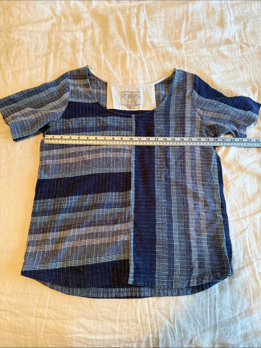 Ace & Jig Blue Striped Short Sleeve Tee M - Picture 4 of 7